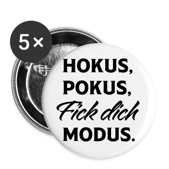 Hocus Pocus Fuck You Mode Saying - Buttons large 2.2''/56 mm (5-pack) - white - Front