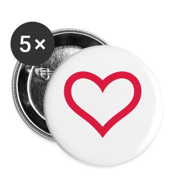 Heart - Buttons large 2.2''/56 mm (5-pack) - white - Front