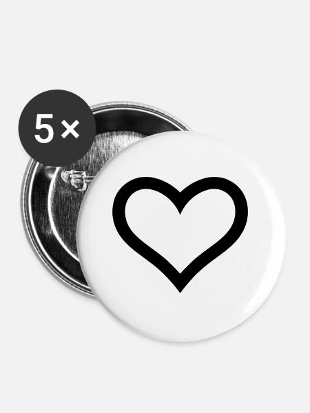 Herz - Buttons groß 56 mm (5er Pack) - Weiß
