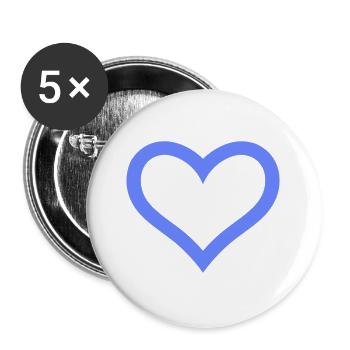 Cœur - Lot de 5 grands badges (56 mm) - blanc - Devant