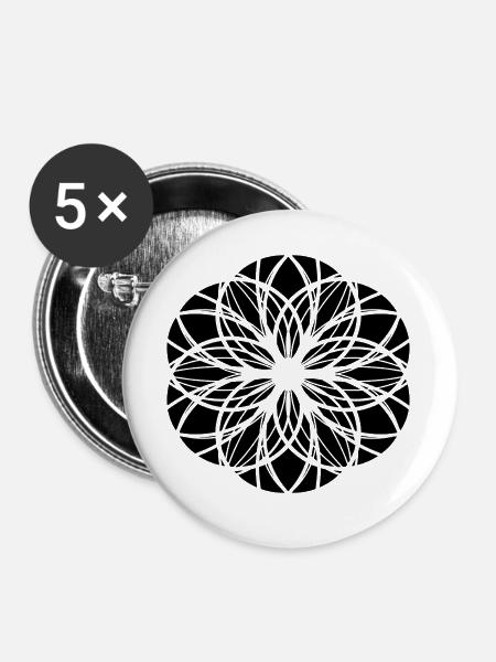Fantasie Ornament - Buttons groß 56 mm (5er Pack) - Weiß