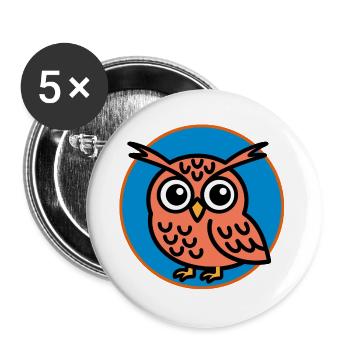 Hibou mignon - Lot de 5 grands badges (56 mm) - blanc - Devant