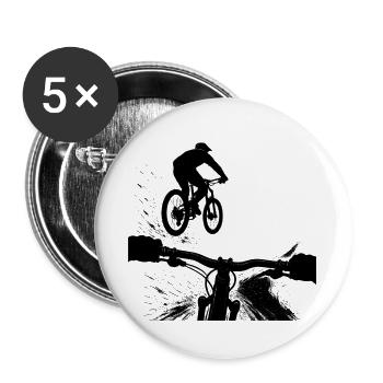 MTB POV Sprung Mountainbike Downhill Design - Buttons groß 56 mm (5er Pack) - Weiß - Vorne