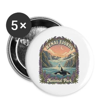 Kenai Fjords National Park USA Alaska Wandern - Buttons groß 56 mm (5er Pack) - Weiß - Vorne