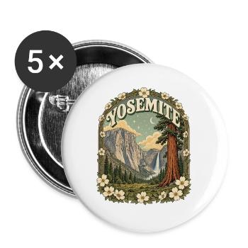 Yosemite National Park USA California Vintage - Buttons groß 56 mm (5er Pack) - Weiß - Vorne