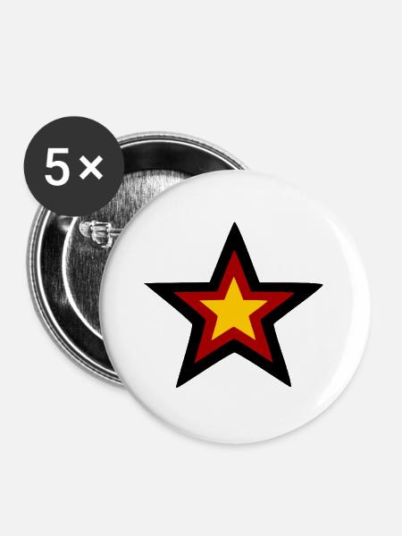 Deutschland Stern - Buttons groß 56 mm (5er Pack) - Weiß