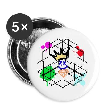 Couronne de graffiti néon - Lot de 5 grands badges (56 mm) - blanc - Devant
