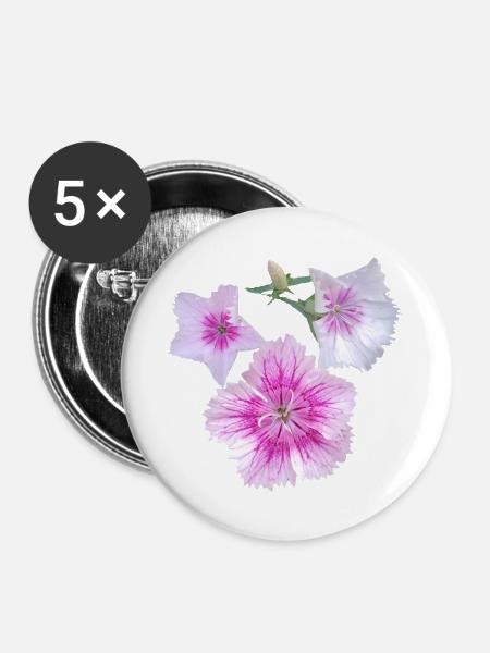Transparent_Bicolor_Dianthus_Pink_Bedding_Plant - Buttons groß 56 mm (5er Pack) - Weiß