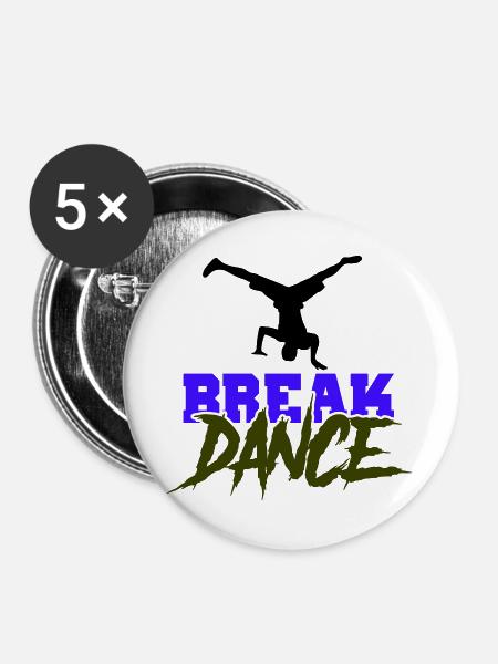 Breakdance Schriftzug Kontrast - Buttons groß 56 mm (5er Pack) - Weiß