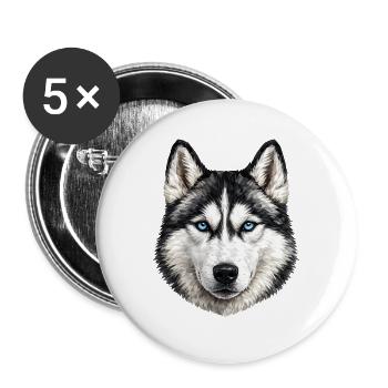 Vue géométrique Husky - Lot de 5 grands badges (56 mm) - blanc - Devant
