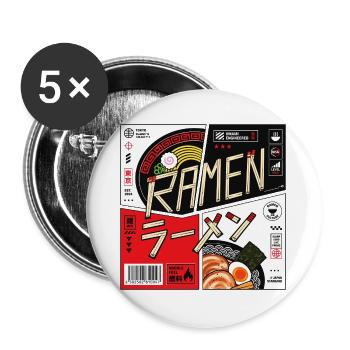 Ramen Design | Kanji | Japanische Schriftzeichen - Buttons groß 56 mm (5er Pack) - Weiß - Vorne
