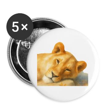 Löwe im Aquarellstil - Künstlermotiv Jörg Langhans - Buttons groß 56 mm (5er Pack) - Weiß - Vorne