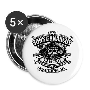 Fils de l’Anarchie MC Banner Black - Lot de 5 grands badges (56 mm) - blanc - Devant