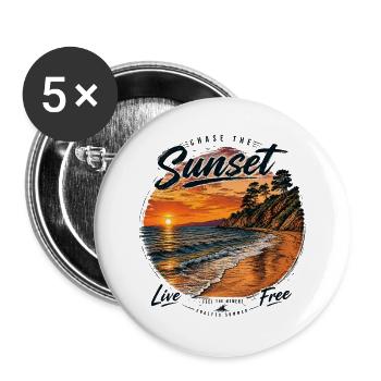 Sunset Liberté Côte et Vagues - Lot de 5 grands badges (56 mm) - blanc - Devant