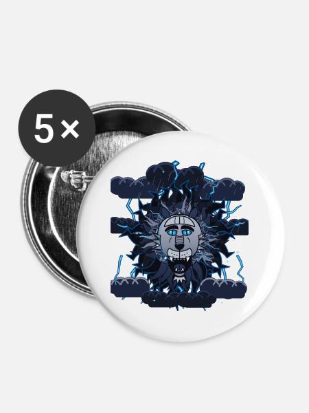 Blitzmond Wolf Design - Buttons groß 56 mm (5er Pack) - Weiß