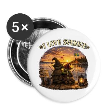 Verliebt in Schweden - Buttons groß 56 mm (5er Pack) - Weiß - Vorne