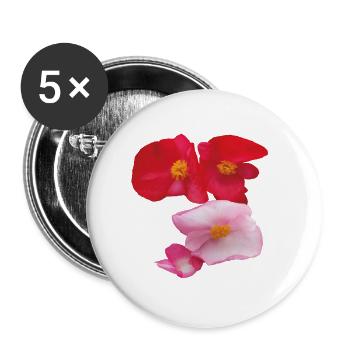 Red_-_Pink_Wax_Begonia_Summer_Garden_Flowers - Buttons groß 56 mm (5er Pack) - Weiß - Vorne