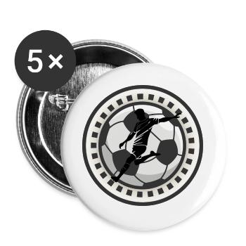 Football dynamique dans un cadre - Lot de 5 grands badges (56 mm) - blanc - Devant