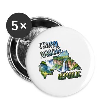 Conception de la République centrafricaine - Lot de 5 grands badges (56 mm) - blanc - Devant