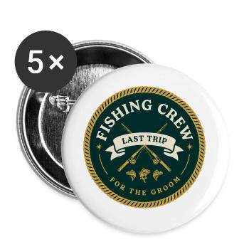 T-shirt pour enterrement de vie de garçon | Équipe de la dernière prise - Lot de 5 grands badges (56 mm) - blanc - Devant