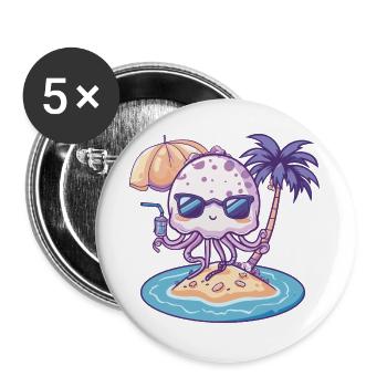 Vacances d’été des méduses - Lot de 5 grands badges (56 mm) - blanc - Devant