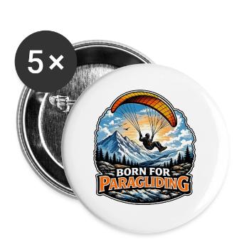 Né pour le parapente - Lot de 5 grands badges (56 mm) - blanc - Devant
