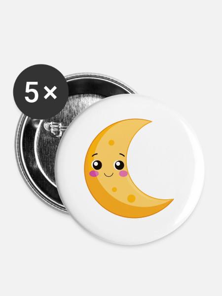 Süßer Moon - Buttons groß 56 mm (5er Pack) - Weiß