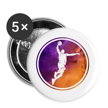 JOUEUR DE BASKET COOL AU BASKET COLORÉ - Lot de 5 grands badges (56 mm) - blanc - Devant