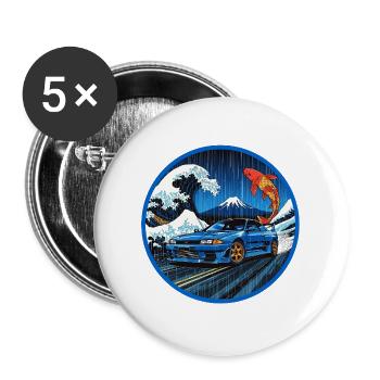 Wellenlegende — JDM-Ikone trifft auf die große Welle - Buttons groß 56 mm (5er Pack) - Weiß - Vorne