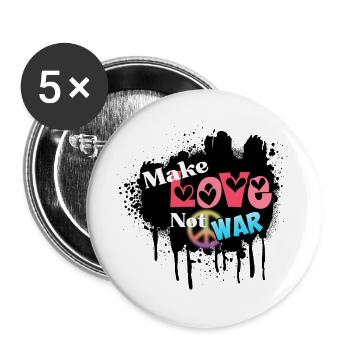 Amour et paix, pas guerre - Lot de 5 grands badges (56 mm) - blanc - Devant