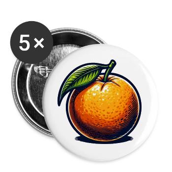 Orange rétro éclatant - Lot de 5 grands badges (56 mm) - blanc - Devant