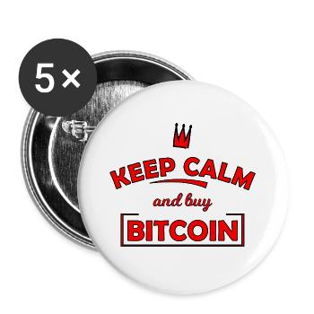 Keep Calm Bitcoin Print - Buttons groß 56 mm (5er Pack) - Weiß - Vorne