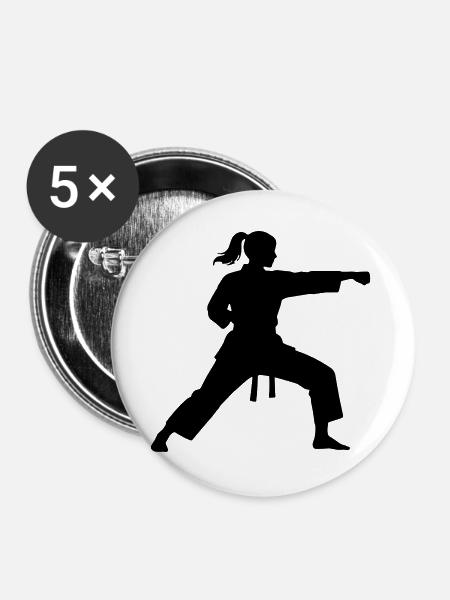 Frau Kampfsport Silhouette - Buttons groß 56 mm (5er Pack) - Weiß