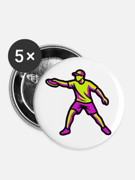 Discgolf Abwurf Silhouette - Buttons groß 56 mm (5er Pack) - Weiß