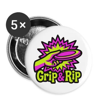 Illustration de déchirure de prise en disc golf - Lot de 5 grands badges (56 mm) - blanc - Devant
