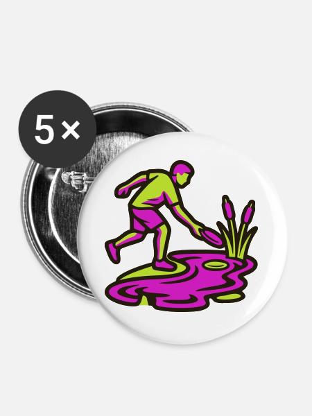 Discgolf Wasserhindernis Icon - Buttons groß 56 mm (5er Pack) - Weiß