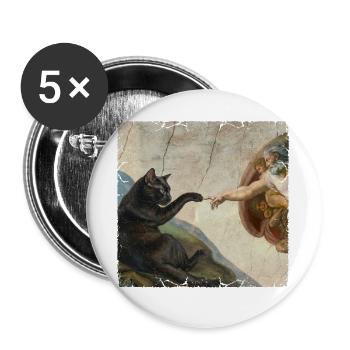 Chat gifle la main de Dieu Mème des chats drôles - Lot de 5 grands badges (56 mm) - blanc - Devant