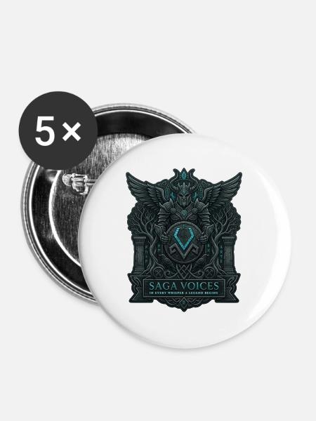 Saga-Stimmen - Buttons groß 56 mm (5er Pack) - Weiß