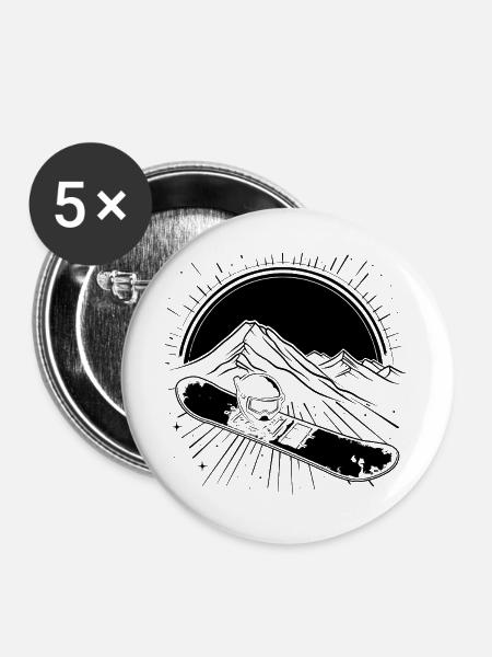 Snowboarding - Buttons groß 56 mm (5er Pack) - Weiß