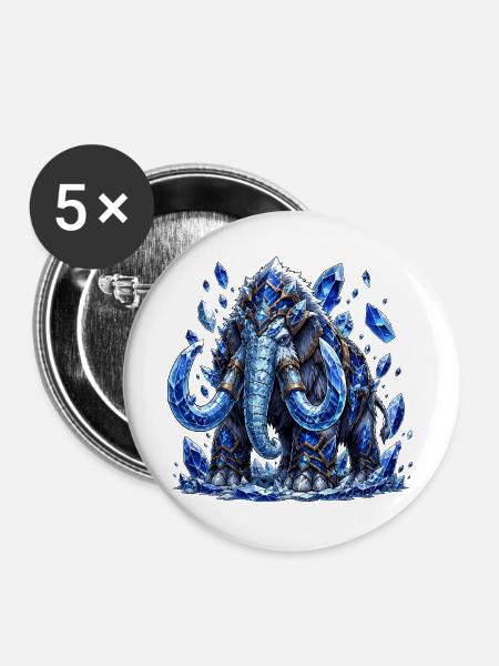 Eis Mammut Kristallkrone - Buttons groß 56 mm (5er Pack) - Weiß