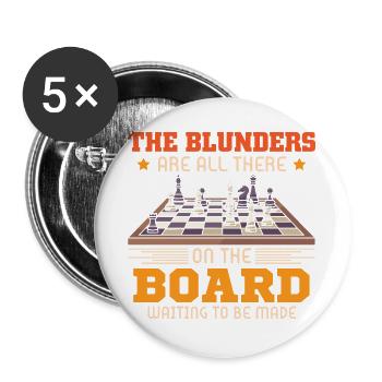 Échiquier des joueurs d’échecs - Lot de 5 grands badges (56 mm) - blanc - Devant