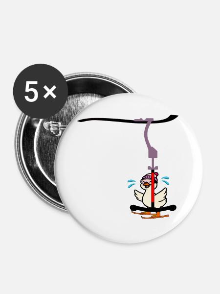Skilift - Ski Gans - Buttons groß 56 mm (5er Pack) - Weiß