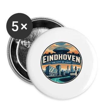 Retro Eindhoven Evoluon Reiseabzeichen - Buttons groß 56 mm (5er Pack) - Weiß - Vorne