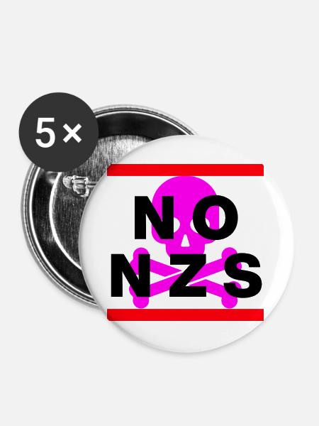 NO NZS, NEVER AGAIN, ANTI-FASCISM, NO AFD PINK - Buttons large 2.2''/56 mm (5-pack) - white