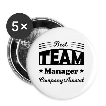 Bester Team Manager - Buttons groß 56 mm (5er Pack) - Weiß - Vorne