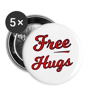 Free Hugs Script auf Schwarz - Buttons groß 56 mm (5er Pack) - Weiß - Vorne