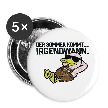 Sommer kommt irgendwann Duck - Buttons groß 56 mm (5er Pack) - Weiß - Vorne