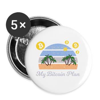 Mein Bitcoin Strandplan - Buttons groß 56 mm (5er Pack) - Weiß - Vorne