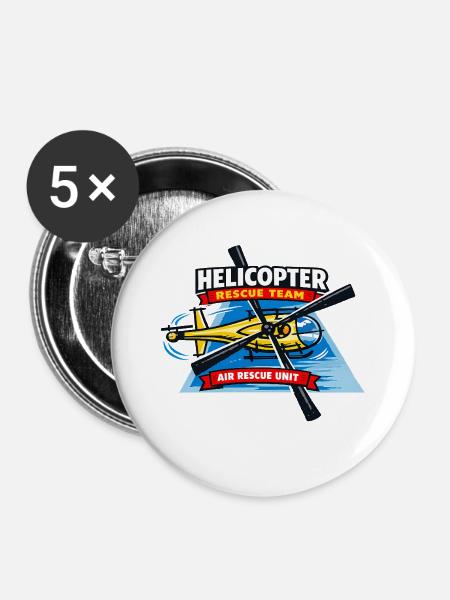 Emblem des Hubschrauberrettungsteams - Buttons groß 56 mm (5er Pack) - Weiß