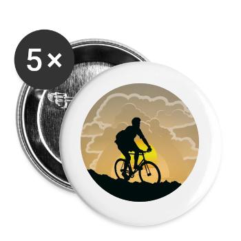 Bicyclette, cycliste au coucher du soleil, cyclisme - Lot de 5 grands badges (56 mm) - blanc - Devant
